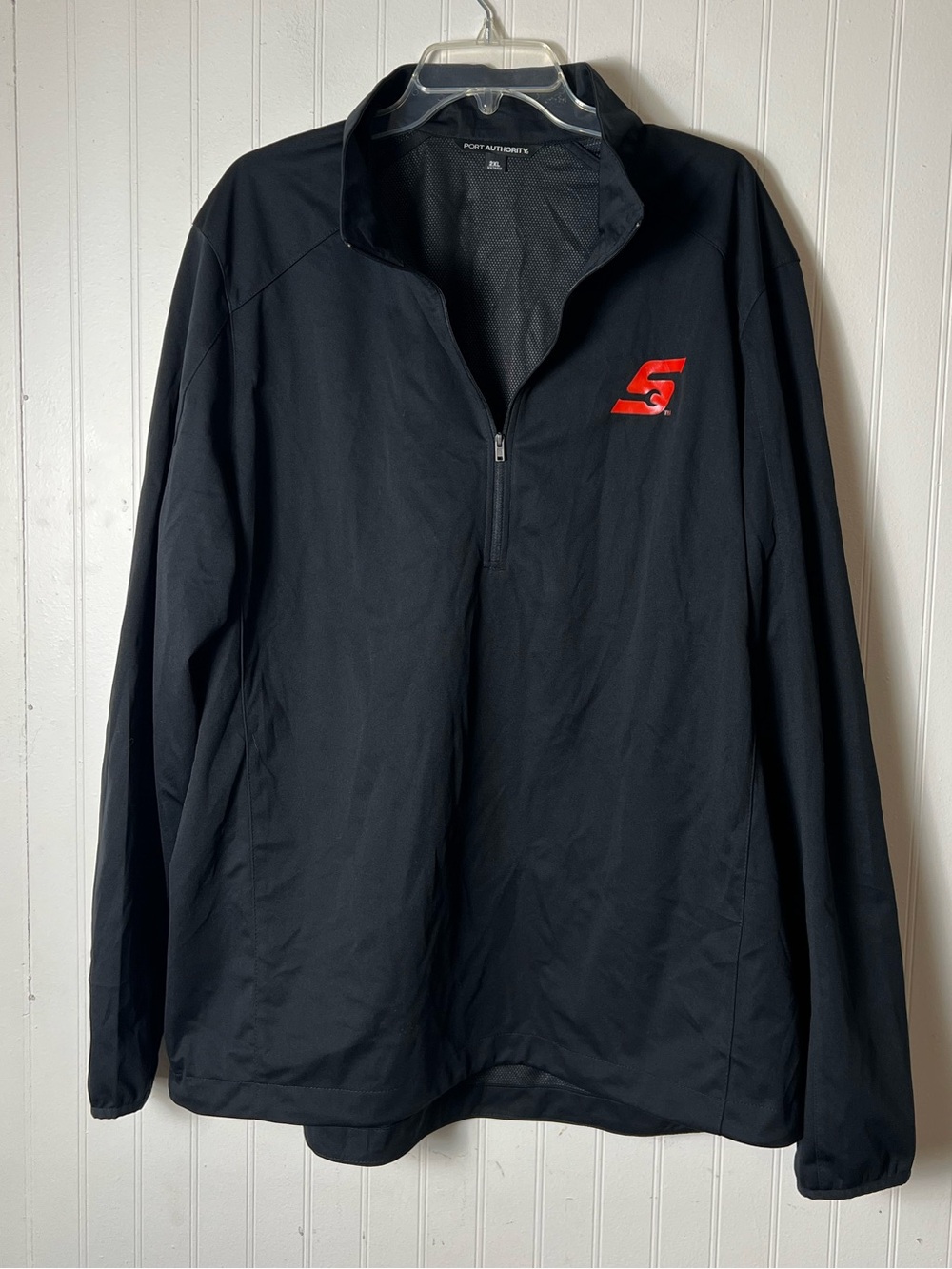 Snap on 1/2 Zip Pullover Lightweight WindbreakerJacket Mens 2XL Black Logo